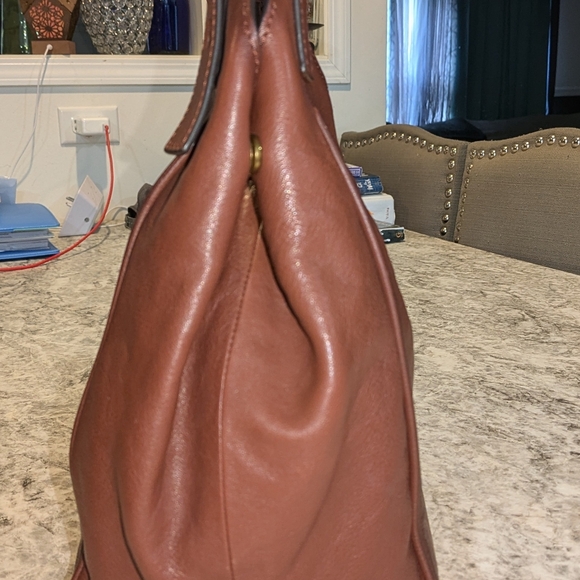 Frye Madison Cognac Leather Shoulder Hobo Bag - Picture 4 of 16